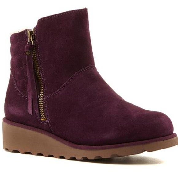 bearpaw megan suede sheepskin bootie
